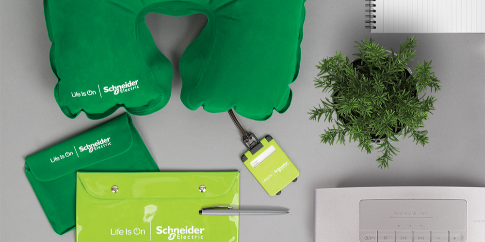 Брендированные подарки Schneider Electric (Systeme Electric) для конференции