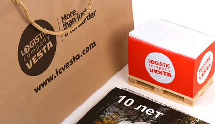 Пакет, квартальный календарь, блок на палете для «Logistic Company Vesta»