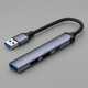 USB-хаб USB-A 3.0 + 2xUSB-A 2.0 + USB-C, серый, Deppa