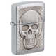 Зажигалка Zippo Skull Design с покрытием Brushed Chrome, латунь/сталь, серебристая, 38x13x57 мм
