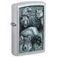 Зажигалка ZIPPO Animal Kingdom Design с покрытием Satin Chrome, латунь/сталь, серебристая, матовая,