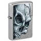 Зажигалка ZIPPO Skull and Flame с покрытием Street Chrome, латунь/сталь, серебристая, матовая, 38x13