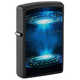 Зажигалка Zippo UFO Flame с покрытием Black Light, латунь/сталь, черная, матовая, 38x13x57 мм
