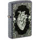 Зажигалка Zippo Heart Design с покрытием Iron Stone, латунь/сталь, серая, 38x13x57 мм