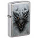 Зажигалка Zippo Dragon Design с покрытием Linen Weave, латунь/сталь, серебристая, 38x13x57 мм