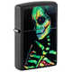 Зажигалка Zippo Skeleton Design с покрытием Black Light, латунь/сталь, черная, матовая, 38x13x57 мм
