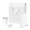 Подарочный набор Велком Пак (Welcome Pack), белый (термокружка, ежедневник, ручка, ЗУ, коробка-пакет) БЕЛ