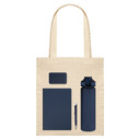 Подарочный набор Велком Пак (Welcome Pack), синий (бутылка, ежедневник, ручка, ЗУ, шоппер) БЕЖЕВ СИН