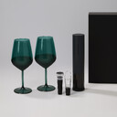 Подарочный набор 2 бокала для вина  Эмеральд (Emerald) + набор для вина Сакраменто (Sacramento) в черной коробке ЗЕЛЕН ЧЕРН