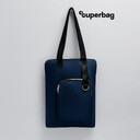 Шоппер Superbag Pocket, с внутренним креплением (карабин) и чехлом для мелочей (темно-синий с черным) темно-синий с чёрным
