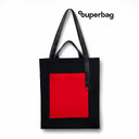 Шоппер Superbag Big Pocket, с карманом на молнии (черный с красным) чёрный с красным