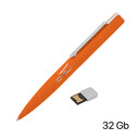Ручка шариковая "Callisto" с флеш-картой 32Gb, покрытие soft touch оранжев