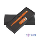 Набор ручка + флеш-карта 16 Гб в футляре, покрытие soft touch оранжев