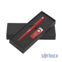 Набор ручка + флеш-карта 16 Гб в футляре, покрытие soft touch красн