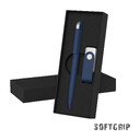 Набор ручка + флеш-карта 16 Гб в футляре,  покрытие softgrip темно-син