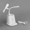 Карандашница "Smart Stand" с беспроводным зарядным устройством, вентилятором и лампой (2USB разъёма) бел
