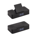 Настольные часы "Smart Box" с bluetooth колонкой (2х3Вт), беспроводным (15W) зарядным устройством и складной подставкой под смартфон черн