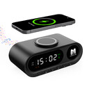 Настольные часы "Smart Hub" с bluetooth колонкой 5Вт, беспроводной (15W) зарядкой и подсветкой логотипа черн