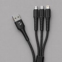 Дата-кабель Armor 3 в 1: micro USB, USB-C, Ligthning, 1.2м, черный, Deppa