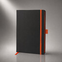 Блокнот "ColorNote Black", твердая обложка A5, 80 листов, черный с оранжевым