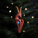 Елочная игрушка Символ Года 2027 Коза Гранат (натуральный камень лабрадорит)