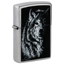 Зажигалка ZIPPO Shadow Wolf с покрытием Street Chrome, латунь/сталь, серебристая, матовая, 38x13x57