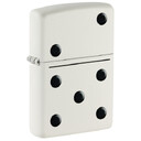 Зажигалка ZIPPO Домино с белым матовым покрытием | Domino Design White Matte, латунь/сталь, белая, м