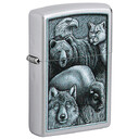 Зажигалка ZIPPO Animal Kingdom Design с покрытием Satin Chrome, латунь/сталь, серебристая, матовая,