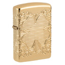 Зажигалка ZIPPO Armor Счастливый клевер с глянцевым золотистым покрытием | Lucky Clover High Polish