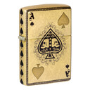 Зажигалка ZIPPO Ace of Skulls Design с покрытием 540 Tumbled Brass, латунь/сталь, золотистая, 38x13x
