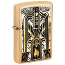 Зажигалка ZIPPO Пламя в стиле ар-деко с покрытием Глянцевая латунь | Art Deco Flame High Polish Bras