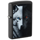 Зажигалка ZIPPO Two Wolves с покрытием Black Matte, латунь/сталь, черная, 38x13x57 мм, шт