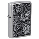 Зажигалка Zippo Jungle Design с покрытием Street Chrome, латунь/сталь, серебристая, 38x13x57 мм