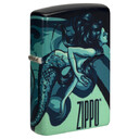 Зажигалка Zippo Mermaid Design с покрытием 540 Matte, латунь/сталь, черная, матовая, 38x13x57 мм