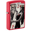 Зажигалка Zippo Skull King Queen Beauty с покрытием Red Matte, латунь/сталь, красная, 38x13x57 мм