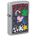 Зажигалка Zippo All Luck с покрытием Street Chrome, латунь/сталь, серебристая, 38x13x57 мм