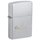 Зажигалка Zippo Love Design с покрытием Satin Chrome, латунь/сталь, серебристая, 38x13x57 мм