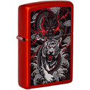 Зажигалка Zippo Dragon Tiger Design с покрытием Metallic Red, латунь/сталь, красная, 38x13x57 мм