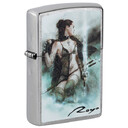 Зажигалка Zippo Luis Royo с покрытием Street Chrome, латунь/сталь, серебристая, 38x13x57 мм
