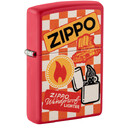 Зажигалка Zippo Retro Design с покрытием Red Matte, латунь/сталь, красная, матовая, 38x13x57 мм