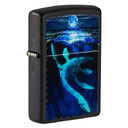 Зажигалка Zippo Lock Ness с покрытием Black Light, латунь/сталь, черная, матовая 38x13x57 мм