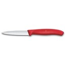 Нож Victorinox для очистки овощей, лезвие 8 см волнистое, красный