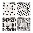 "POCKET JOURNAL" 105 х 105 мм, 60 Л, (4 ВИДA) НА ГРЕБНЕ "BLACK&WHITE" Белый/Чёрн