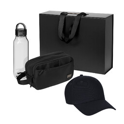 Подарочный набор Фит, Импульс, Бостон (Fit, Impulse, Boston), черный (бейсболка, бутылка, косметичка) ЧЕРН