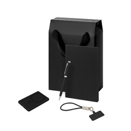 Подарочный набор Атлантис, Корд, Корса (Atlantis, Cord, Corsa slim), черный (аккумулятор, кабель-ланьярд, ежедневник, ручка) ЧЕРН