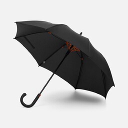 Зонт-трость Hidecolor с цветными спицами, черный с оранжевым