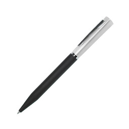 Ручка шариковая M1, пластик, металл, покрытие soft touch серебристый, черн