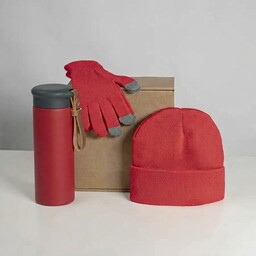 Набор подарочный GET WARM-2: перчатки, шапка, термос красн