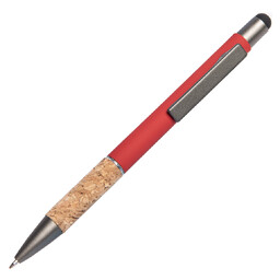 Ручка шариковая FACTOR GRIP со стилусом красный, сер