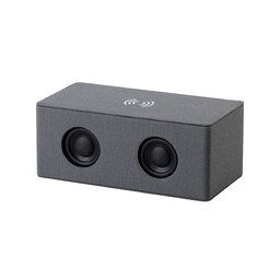 Bluetooth колонка "Cool Gray" с двумя динамиками (2х3Вт) и беспроводным зарядным устройством, переработанный пластик (RPET) сер